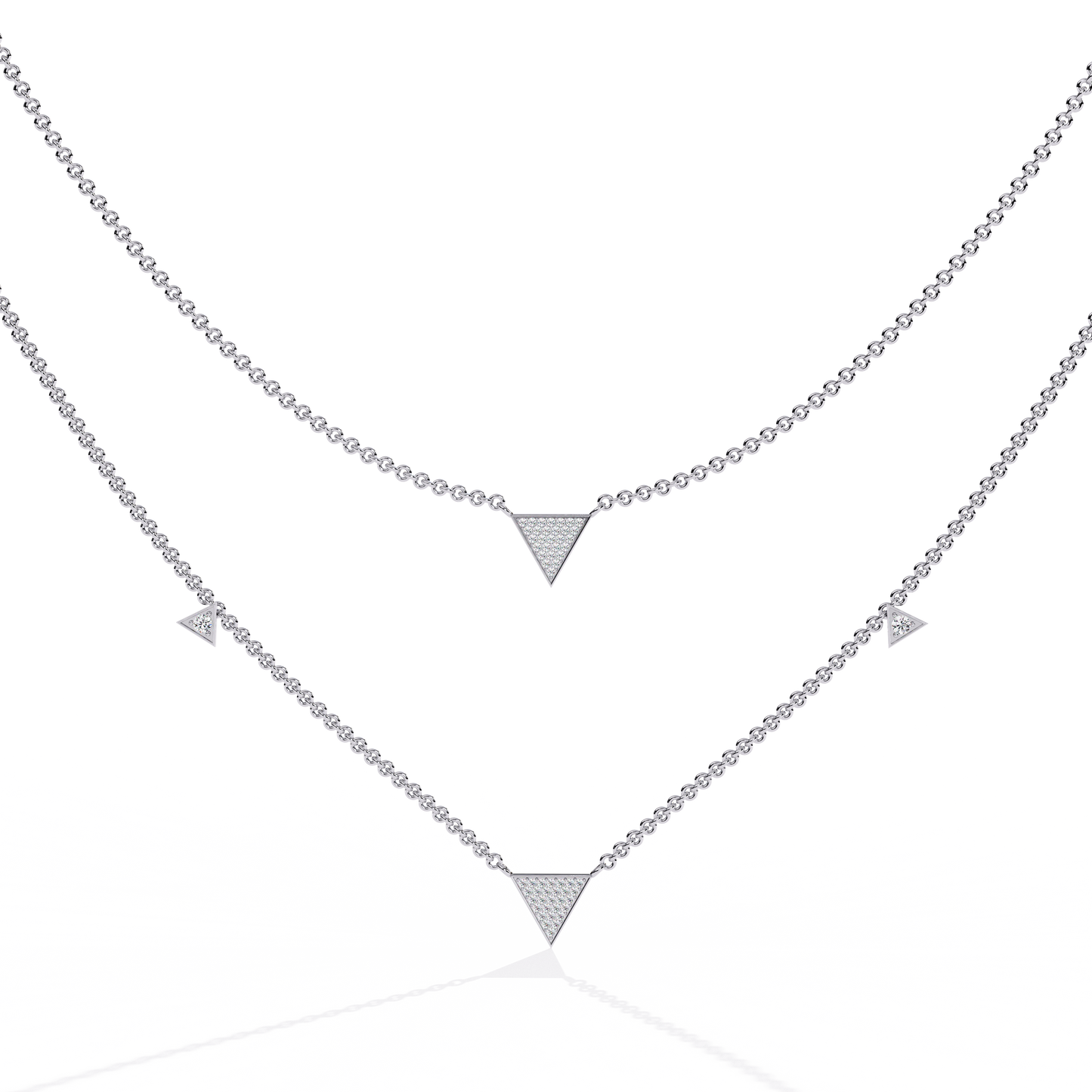 GeoFlare – Diamond Triangle Layered Necklace in 14K Gold