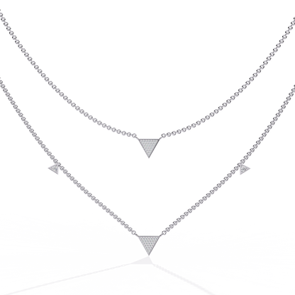 GeoFlare – Diamond Triangle Layered Necklace in 14K Gold
