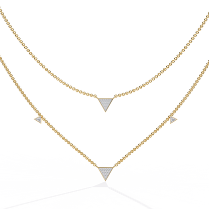 GeoFlare – Diamond Triangle Layered Necklace in 14K Gold