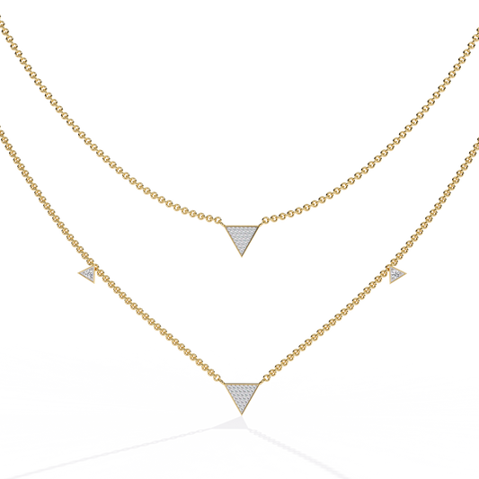 GeoFlare – Diamond Triangle Layered Necklace in 14K Gold