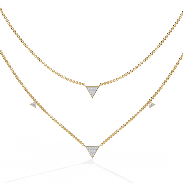GeoFlare – Diamond Triangle Layered Necklace in 14K Gold