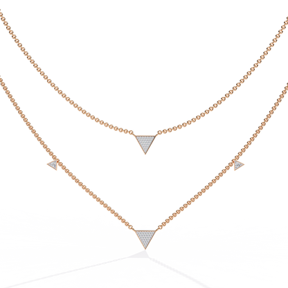GeoFlare – Diamond Triangle Layered Necklace in 14K Gold