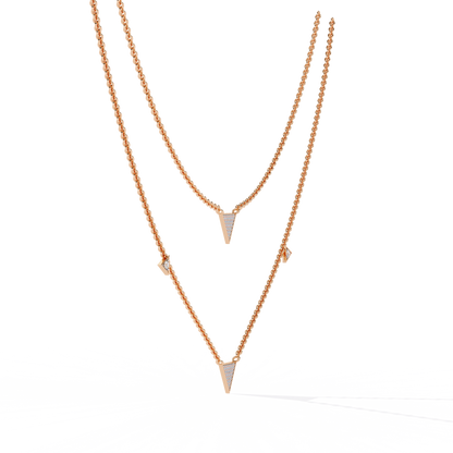 GeoFlare – Diamond Triangle Layered Necklace in 14K Gold