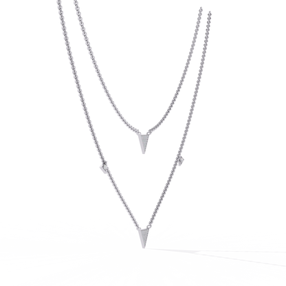 GeoFlare – Diamond Triangle Layered Necklace in 14K Gold