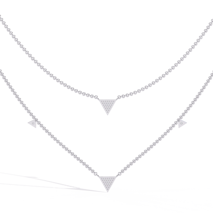 GeoFlare – Diamond Triangle Layered Necklace in 14K Gold