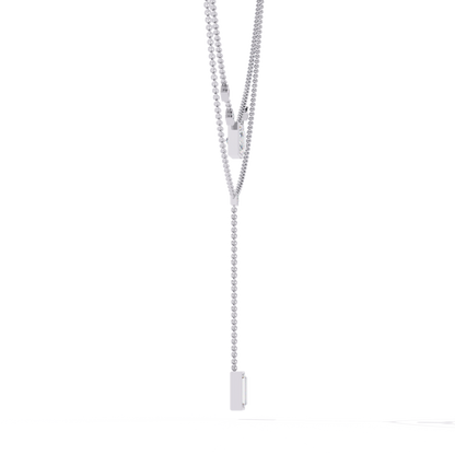 Twin Radiance – Princess & Emerald Lab Diamond Lariat Necklace in 14K Gold