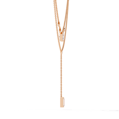 Twin Radiance – Princess & Emerald Lab Diamond Lariat Necklace in 14K Gold