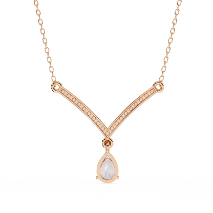 V-Curve Pear Drop – Lab Diamond Pendant Necklace in 14K Gold