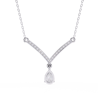 V-Curve Pear Drop – Lab Diamond Pendant Necklace in 14K Gold