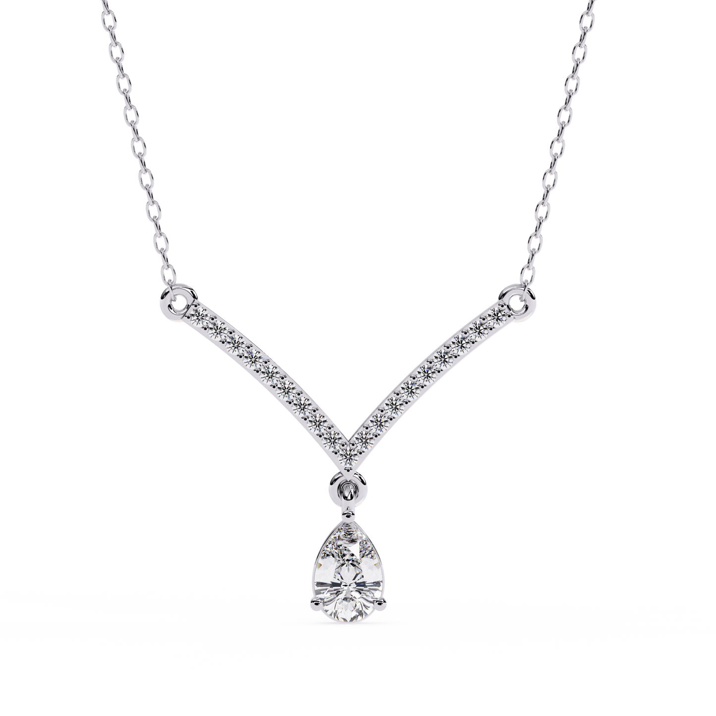 V-Curve Pear Drop – Lab Diamond Pendant Necklace in 14K Gold