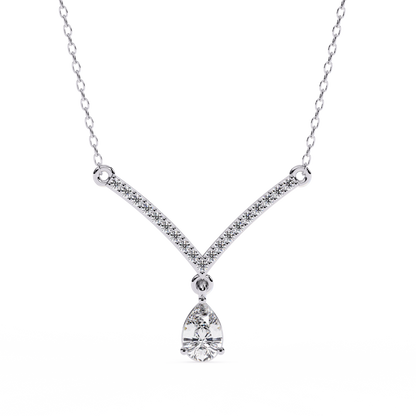 V-Curve Pear Drop – Lab Diamond Pendant Necklace in 14K Gold