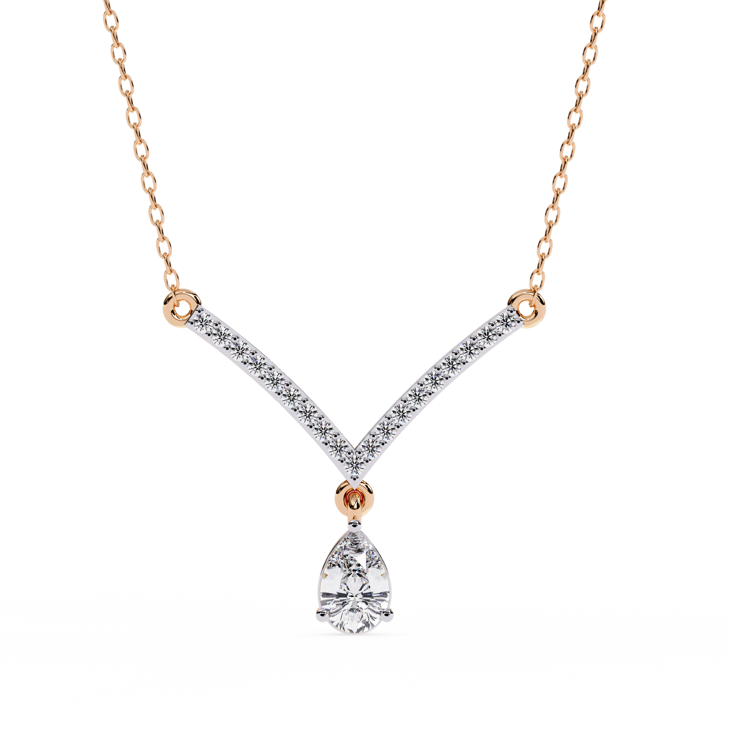 V-Curve Pear Drop – Lab Diamond Pendant Necklace in 14K Gold