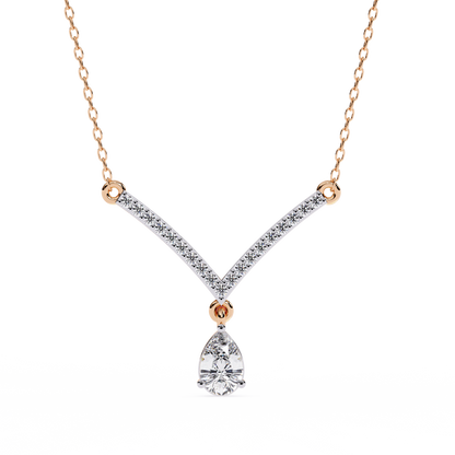 V-Curve Pear Drop – Lab Diamond Pendant Necklace in 14K Gold