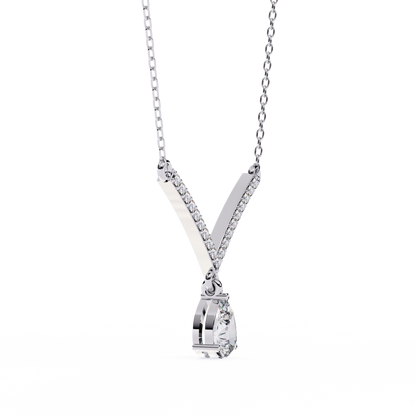 V-Curve Pear Drop – Lab Diamond Pendant Necklace in 14K Gold