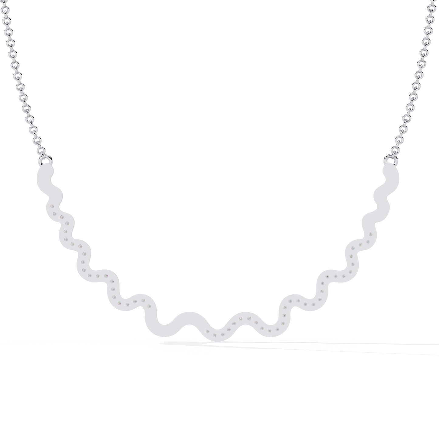 WaveLine Silhouette – Diamond Pavé Ripple Necklace in 14K Gold