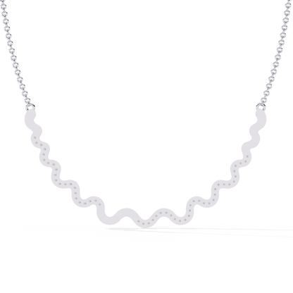 WaveLine Silhouette – Diamond Pavé Ripple Necklace in 14K Gold