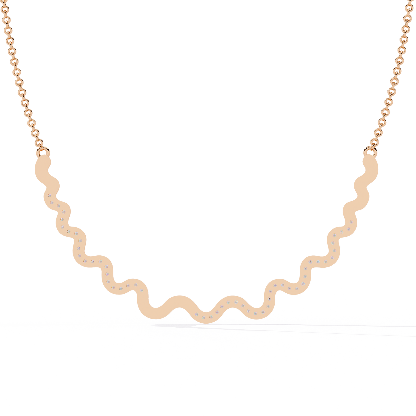 WaveLine Silhouette – Diamond Pavé Ripple Necklace in 14K Gold