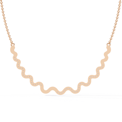 WaveLine Silhouette – Diamond Pavé Ripple Necklace in 14K Gold