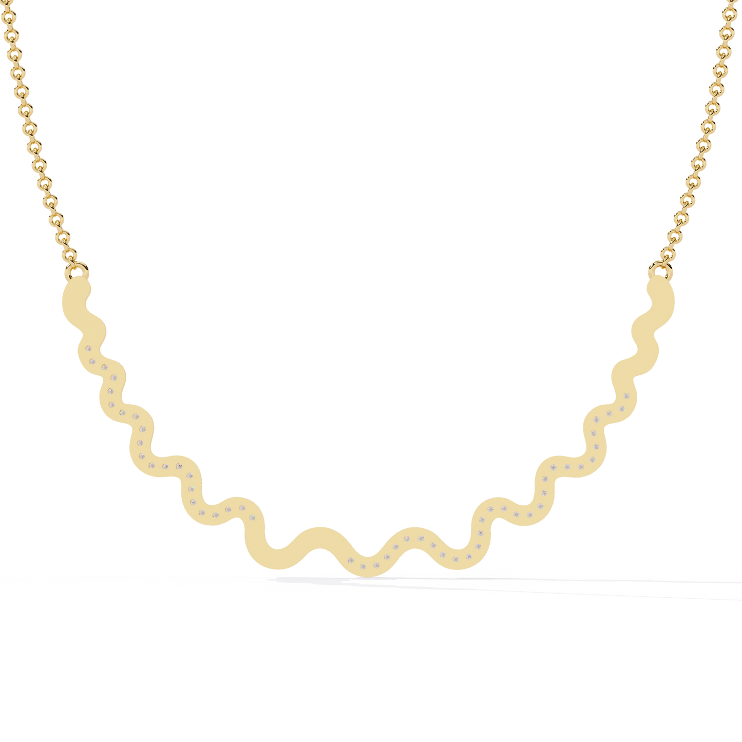 WaveLine Silhouette – Diamond Pavé Ripple Necklace in 14K Gold
