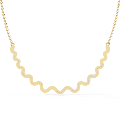 WaveLine Silhouette – Diamond Pavé Ripple Necklace in 14K Gold