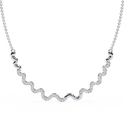 WaveLine Silhouette – Diamond Pavé Ripple Necklace in 14K Gold