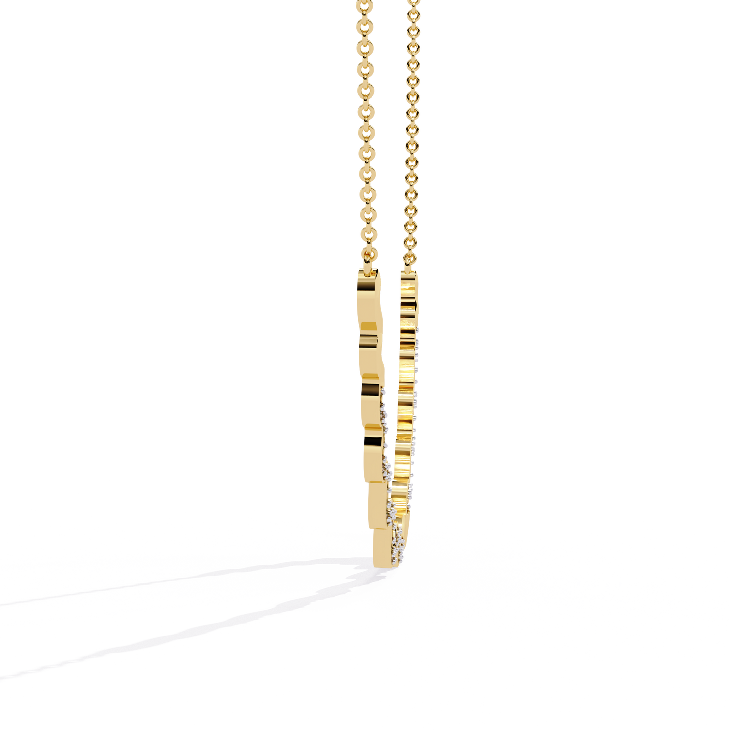 WaveLine Silhouette – Diamond Pavé Ripple Necklace in 14K Gold