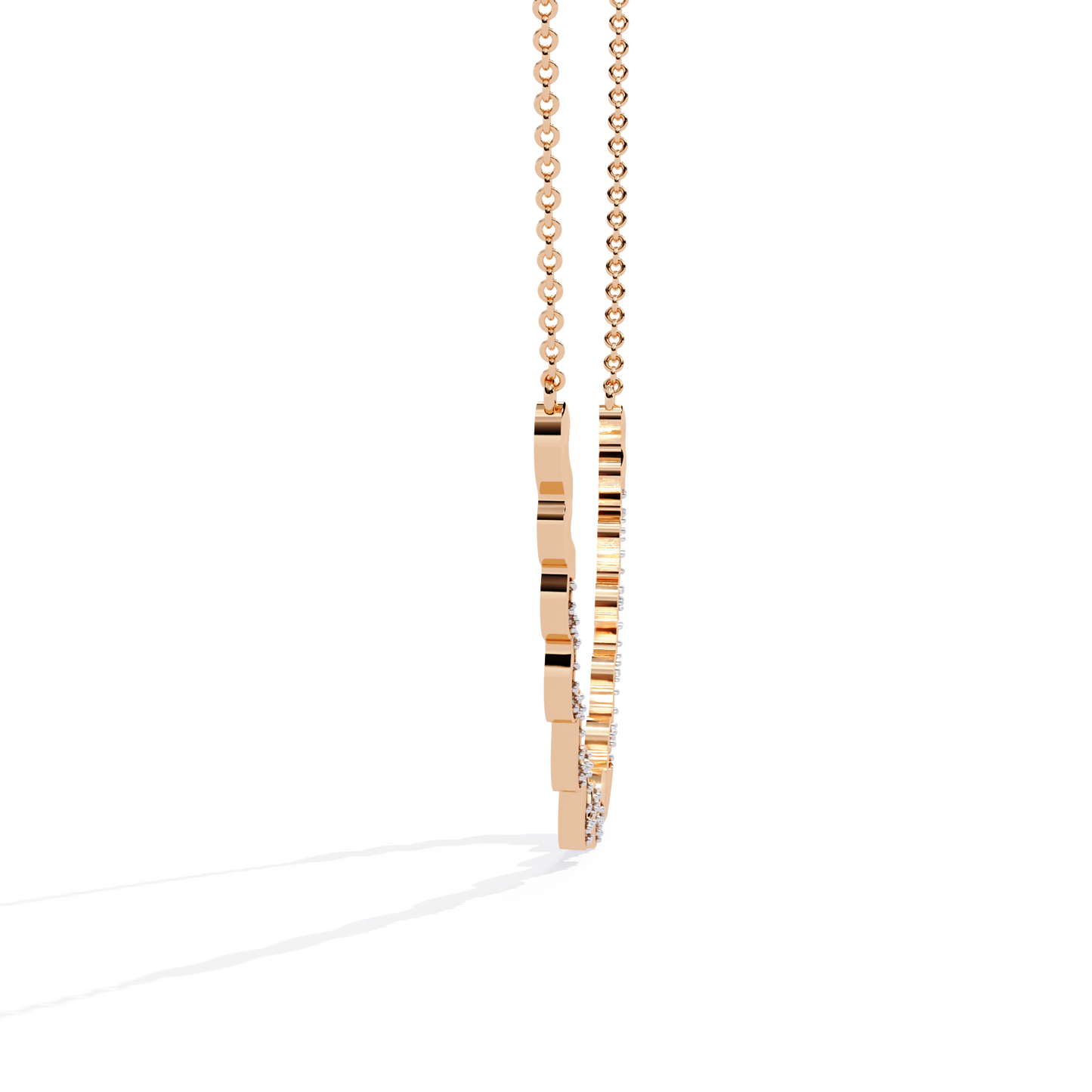 WaveLine Silhouette – Diamond Pavé Ripple Necklace in 14K Gold