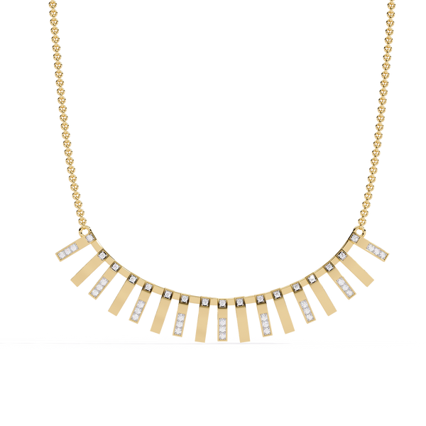 Art Deco Ray – Vertical Bar Diamond Necklace in 14K Gold