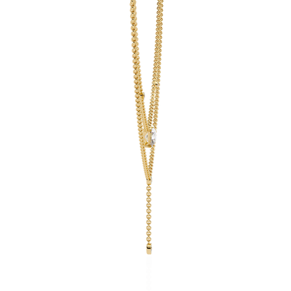 Cascade Point – Emerald Lab Diamond Y Drop Necklace in 14K Gold