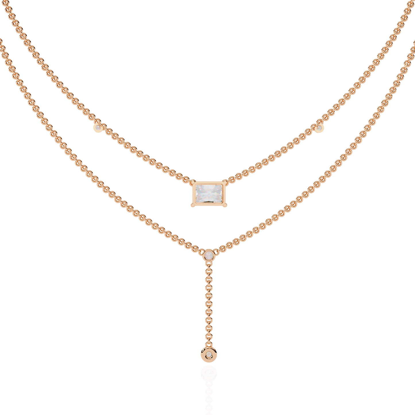 Cascade Point – Emerald Lab Diamond Y Drop Necklace in 14K Gold