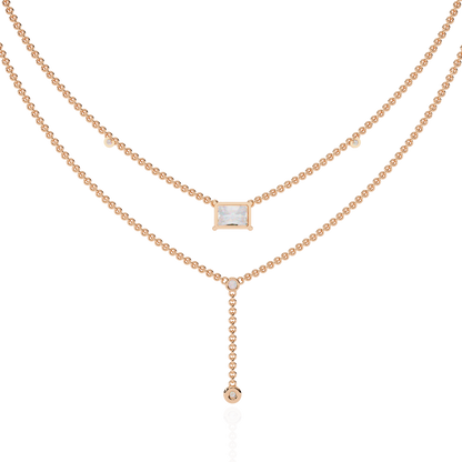 Cascade Point – Emerald Lab Diamond Y Drop Necklace in 14K Gold