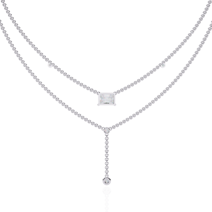 Cascade Point – Emerald Lab Diamond Y Drop Necklace in 14K Gold