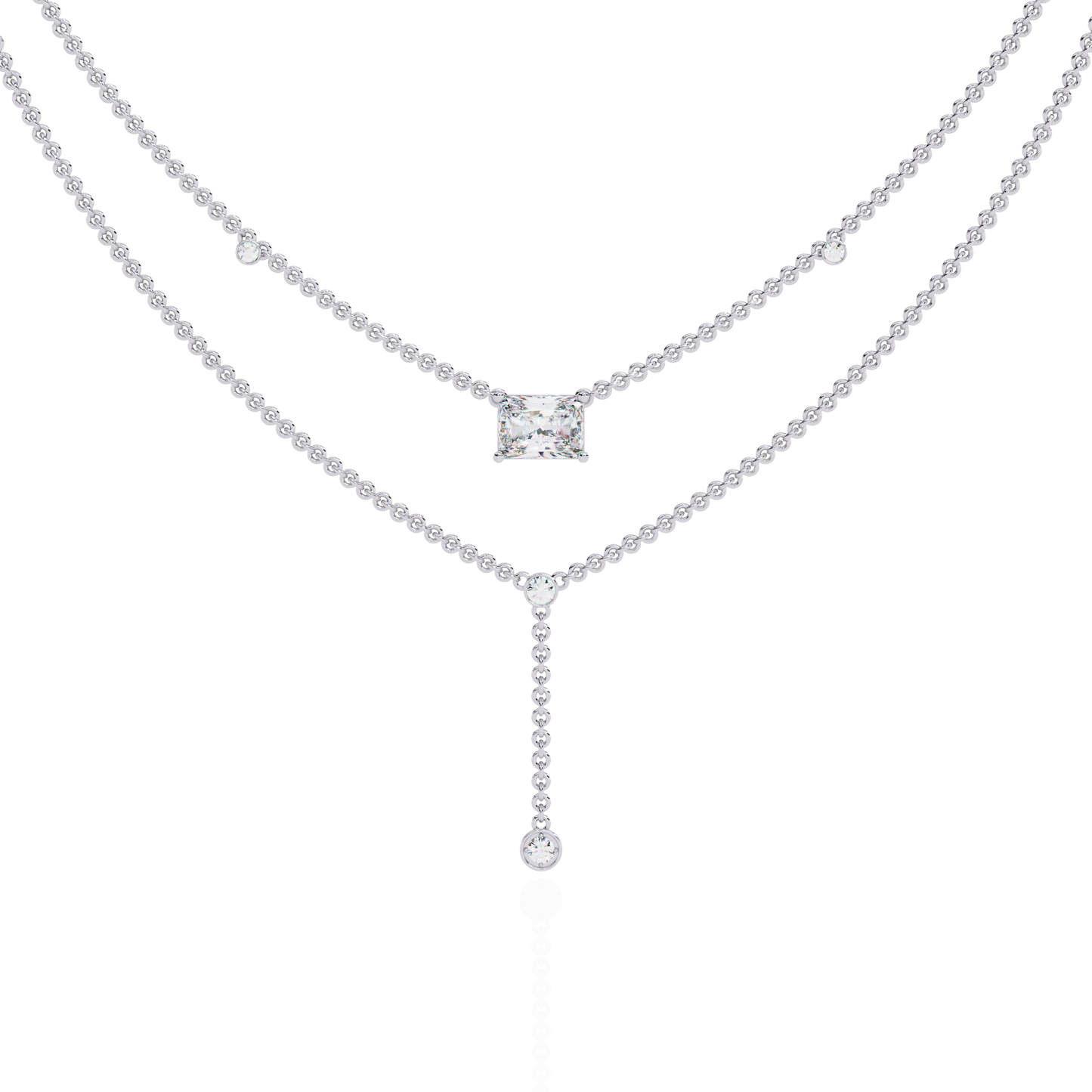 Cascade Point – Emerald Lab Diamond Y Drop Necklace in 14K Gold