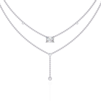 Cascade Point – Emerald Lab Diamond Y Drop Necklace in 14K Gold
