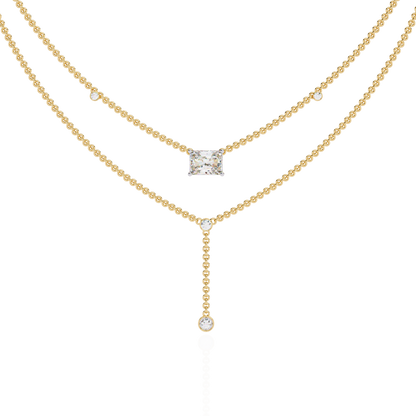 Cascade Point – Emerald Lab Diamond Y Drop Necklace in 14K Gold