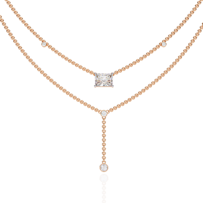 Cascade Point – Emerald Lab Diamond Y Drop Necklace in 14K Gold
