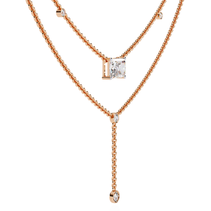 Cascade Point – Emerald Lab Diamond Y Drop Necklace in 14K Gold