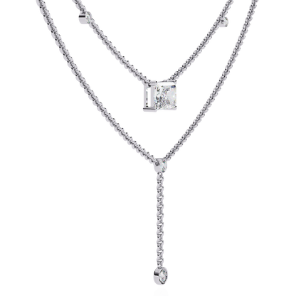 Cascade Point – Emerald Lab Diamond Y Drop Necklace in 14K Gold