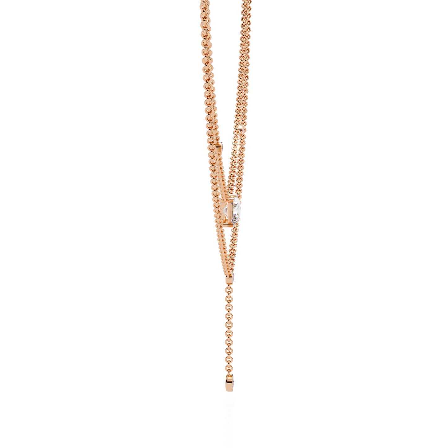 Cascade Point – Emerald Lab Diamond Y Drop Necklace in 14K Gold