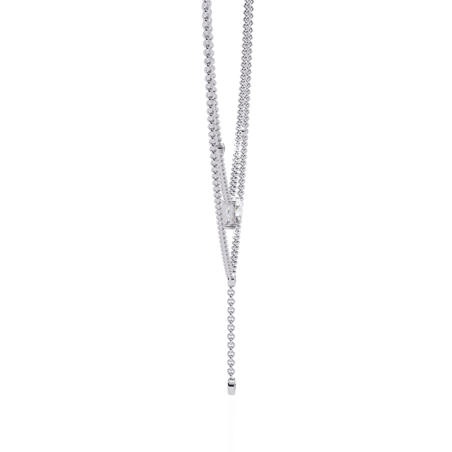 Cascade Point – Emerald Lab Diamond Y Drop Necklace in 14K Gold