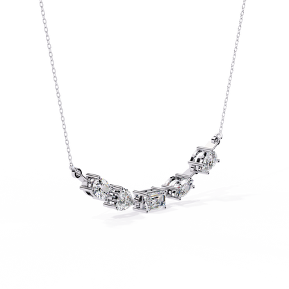 Radiant Mélange – Mixed Shape Lab Diamond Bar Necklace in 14K Gold