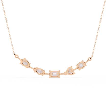 Radiant Mélange – Mixed Shape Lab Diamond Bar Necklace in 14K Gold