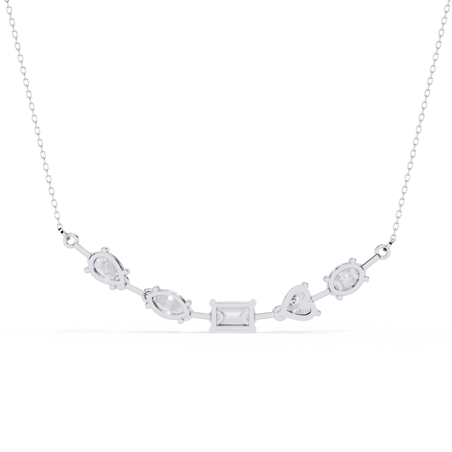 Radiant Mélange – Mixed Shape Lab Diamond Bar Necklace in 14K Gold