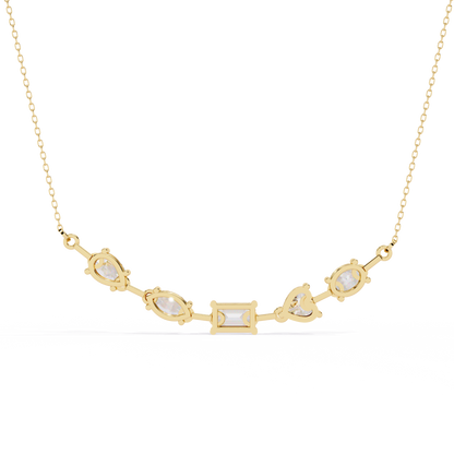 Radiant Mélange – Mixed Shape Lab Diamond Bar Necklace in 14K Gold