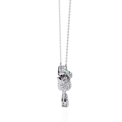 Ribbon Bloom – Diamond Drop Pendant Necklace in 14K Gold