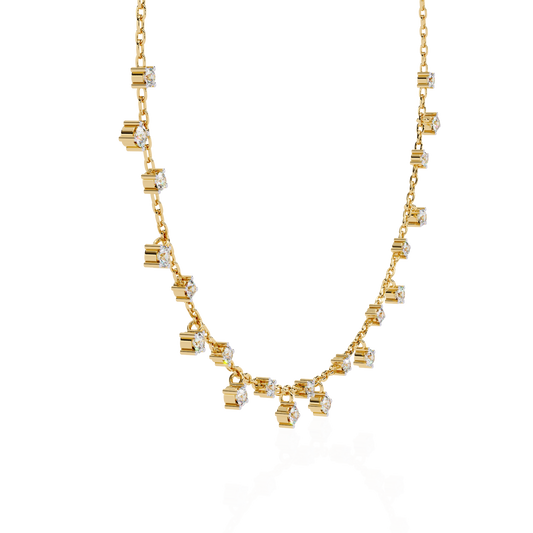Radiant Fringe – Lab Diamond Cascade Necklace in 14K Gold