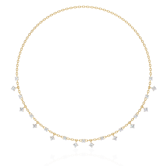 Radiant Fringe – Diamond Cascade Necklace in 14K Gold