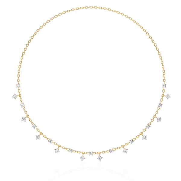 Radiant Fringe – Diamond Cascade Necklace in 14K Gold