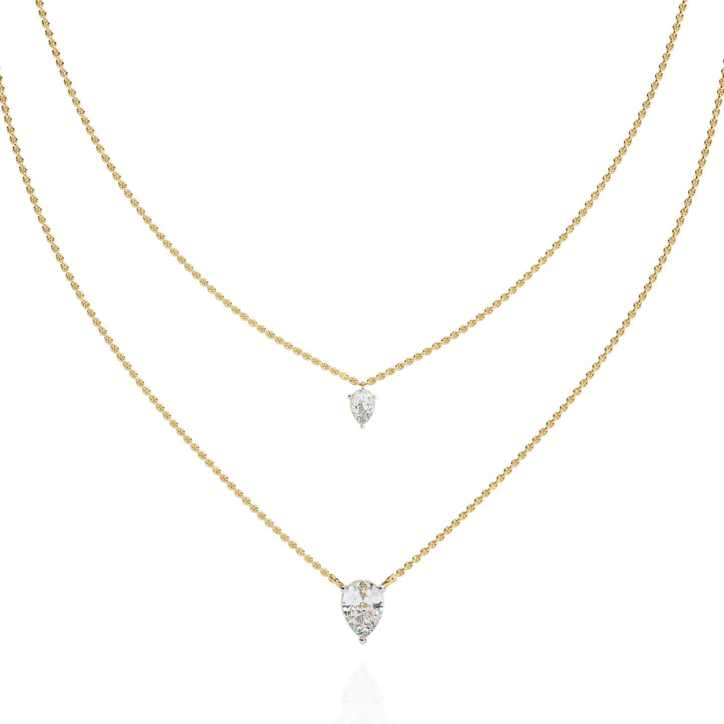 Duo Dewdrop – Double Pear Lab Diamond Necklace in 14K Gold