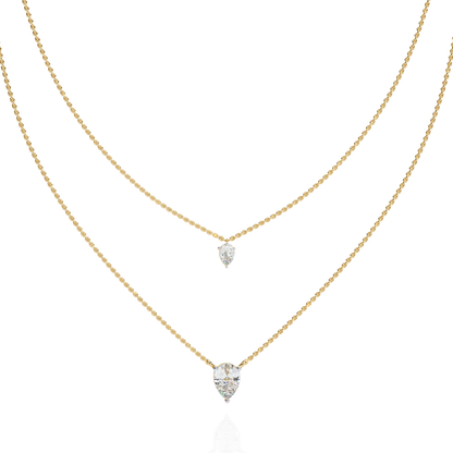 Duo Dewdrop – Double Pear Lab Diamond Necklace in 14K Gold
